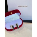 Annynord new earrings, silver plated white gold + inset zircon + imported natural Mexican blue