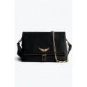 ZV New black bag gold wings inlaid diamond green wings double bag top layer cowhide shoulder bag fashion women's bag