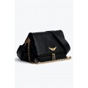 ZV New black bag gold wings inlaid diamond green wings double bag top layer cowhide shoulder bag fashion women's bag