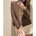 Original Knitted Tweed Open Sweater Cotton Short Cardigan Size XS-L