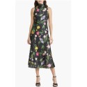 Floral Printed Sleeveless Midi Dress White/Black 