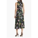 Floral Printed Sleeveless Midi Dress White/Black 