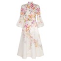 Zimmermann Natura Buttoned Midi Linen Dress Kaleidoscope Garden 