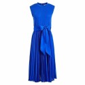 Yuki Strong Shoulder Pleated Midi Dress