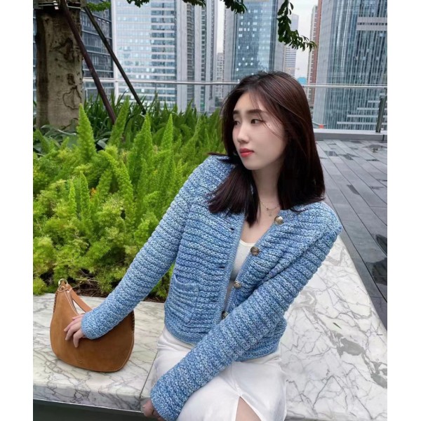 Blue Knitted Cardigan Size 0 1 2 3 4