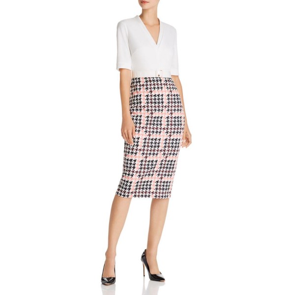 Ted Baker Harlla Houndstooth Bodycon Midi Dress