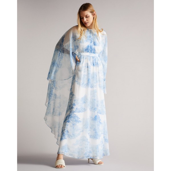 Ted Baker Violah Tree Print Maxi Dress, White/Blue