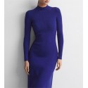 Original Boutique Teal /Navy Blue Sleeves Knitted Midi Dress XS S M L