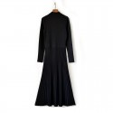 Original Boutique Black Buttons Sleeves Knitted Shirt Midi Dress XS S M L