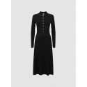 Original Boutique Black Buttons Sleeves Knitted Shirt Midi Dress XS S M L