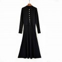 Original Boutique Black Buttons Sleeves Knitted Shirt Midi Dress XS S M L