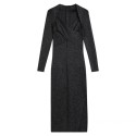 Original Fashion Bodycon Metallised  Knitted Sleeves Midi Dress Size 0-5