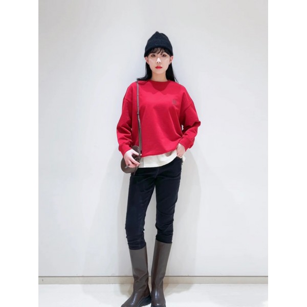 ICICLE Autumn and winter new environmentally friendly planting cotton circle cloth hoodie Fu word New Year festival Chinese red loose top woman