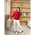 ICICLE Autumn and winter new environmentally friendly planting cotton circle cloth hoodie Fu word New Year festival Chinese red loose top woman