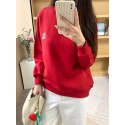 ICICLE Autumn and winter new environmentally friendly planting cotton circle cloth hoodie Fu word New Year festival Chinese red loose top woman